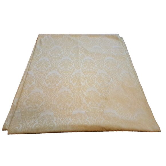 Yellow Damask Tablecloth Rectangular Brocade Lotus Flower Extra Long 135X56 - Picture 2 of 3